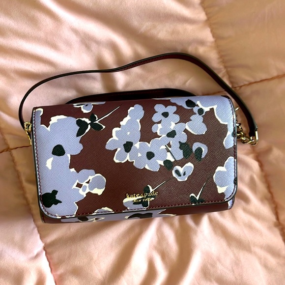 NWOT authentic Kate Spade bag burgundy crossbody hand bag floral everyday use - Picture 6 of 8